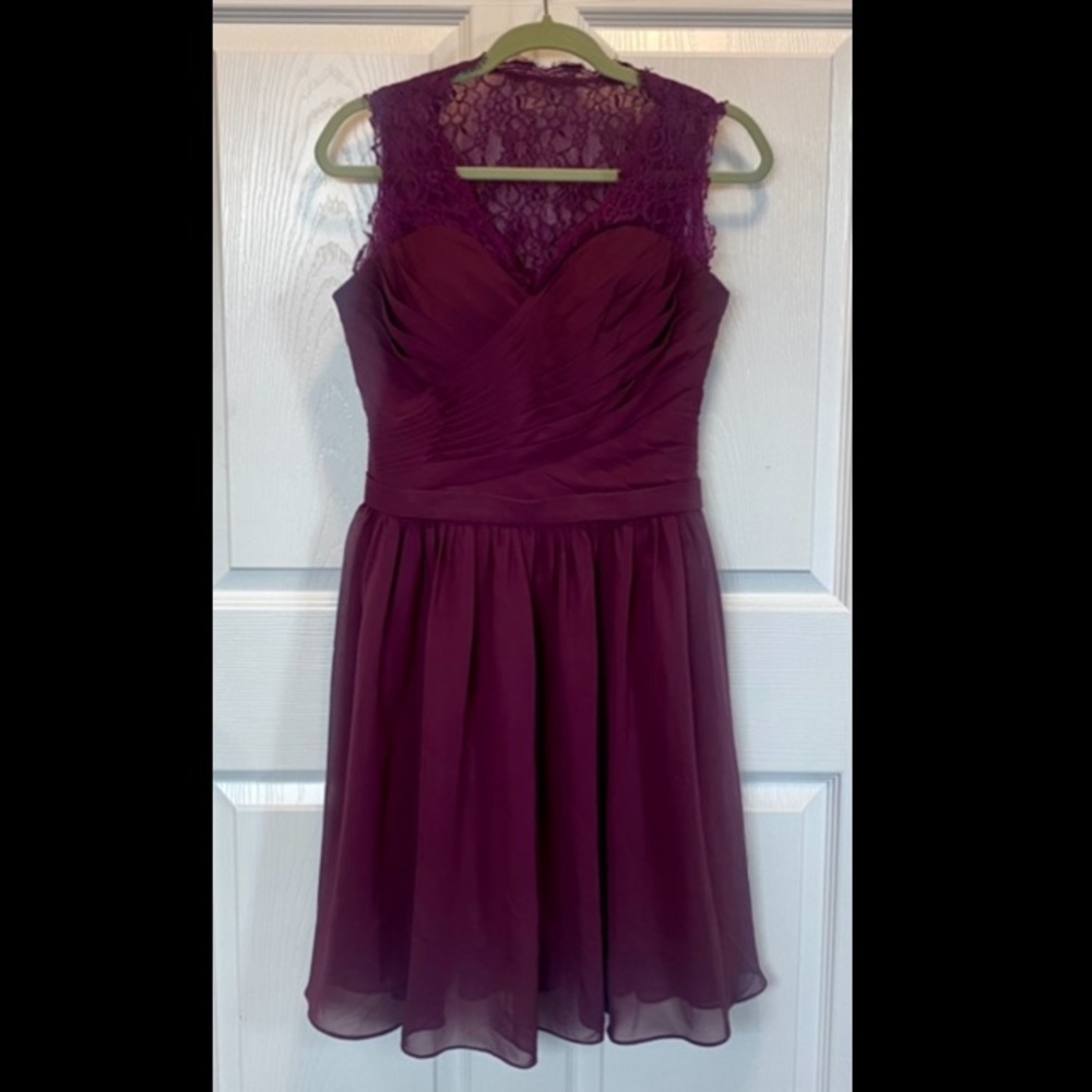 Plum A Line Lace Sleeveless Chiffon Dress Handmade by Angel Formal Dresses sz 6